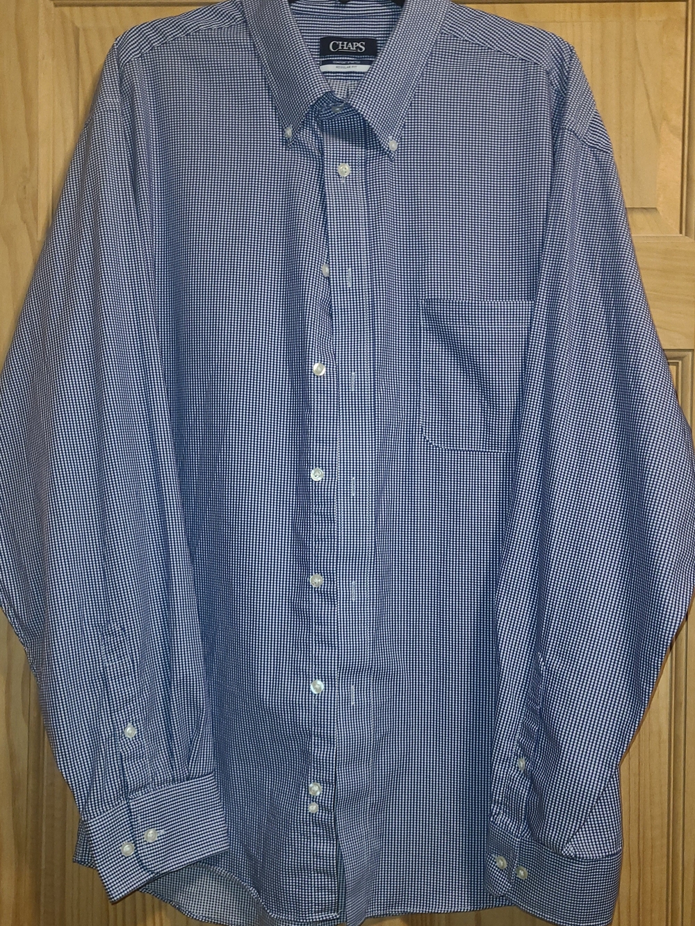 Chaps Men's Blue Micro-Check Button-Down Dress Shirt